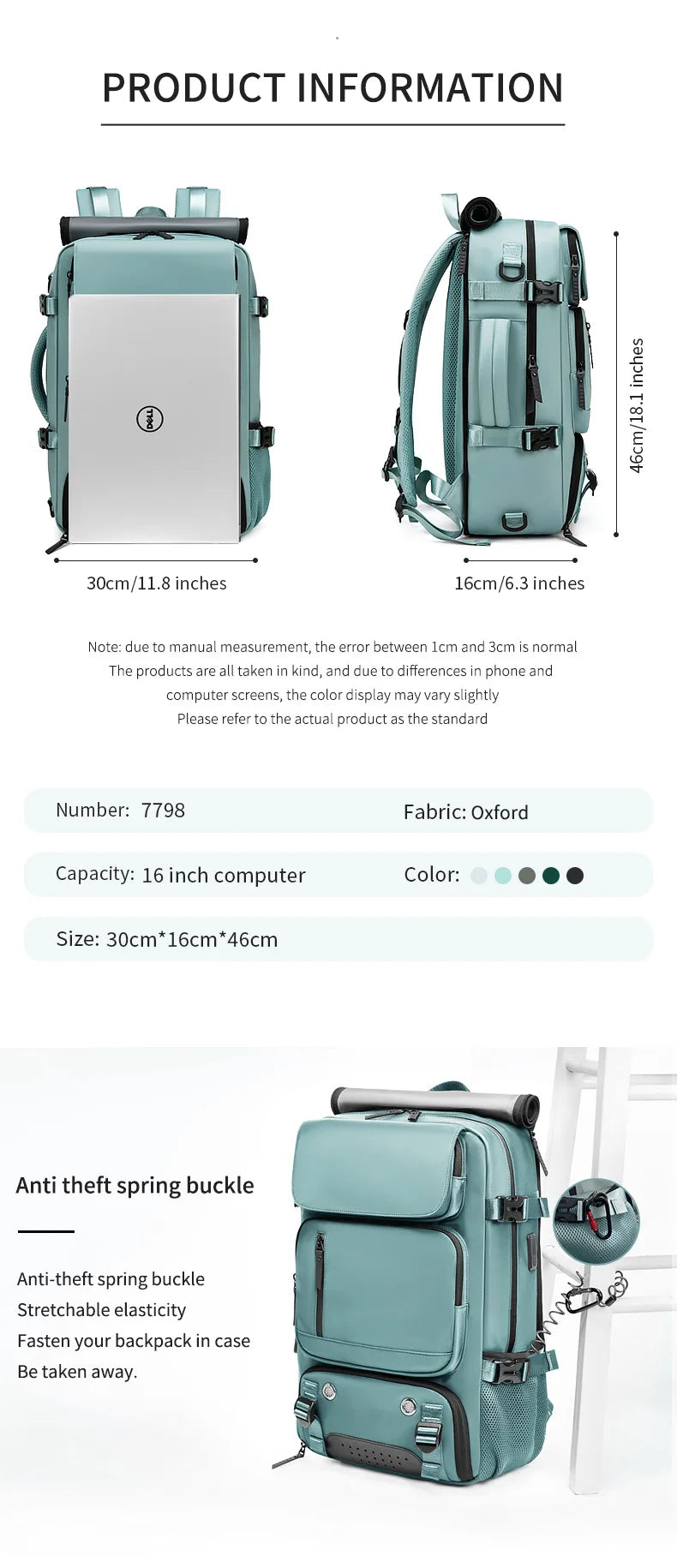 Large Travel Backpack Boardable Backpack USB Charging Waterproof Outdoor Travel Backpack Independent Shoe Compartment 8102