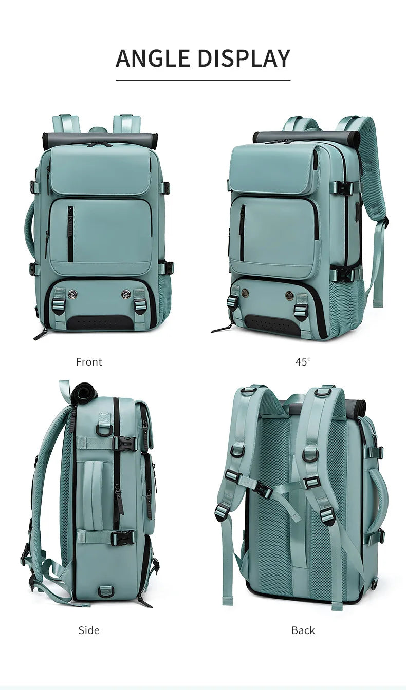 Large Travel Backpack Boardable Backpack USB Charging Waterproof Outdoor Travel Backpack Independent Shoe Compartment 8102